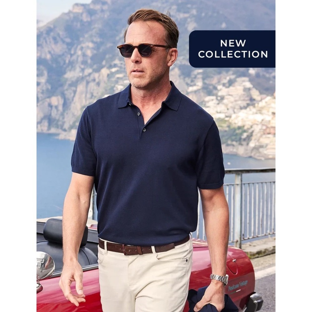 NWT Collars & Co Liberty Polo Shirt Mens XL Blue Cotton Short Sleeve Classic Fit